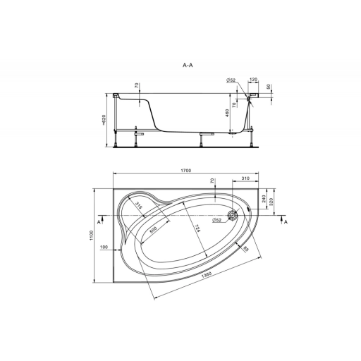 Ванна акриловая Santek Эдера белая 170х110 см 1.WH11.1.995